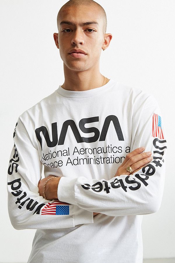 Style Nasa Long Sleeves Designer White Tee with upto 50% off