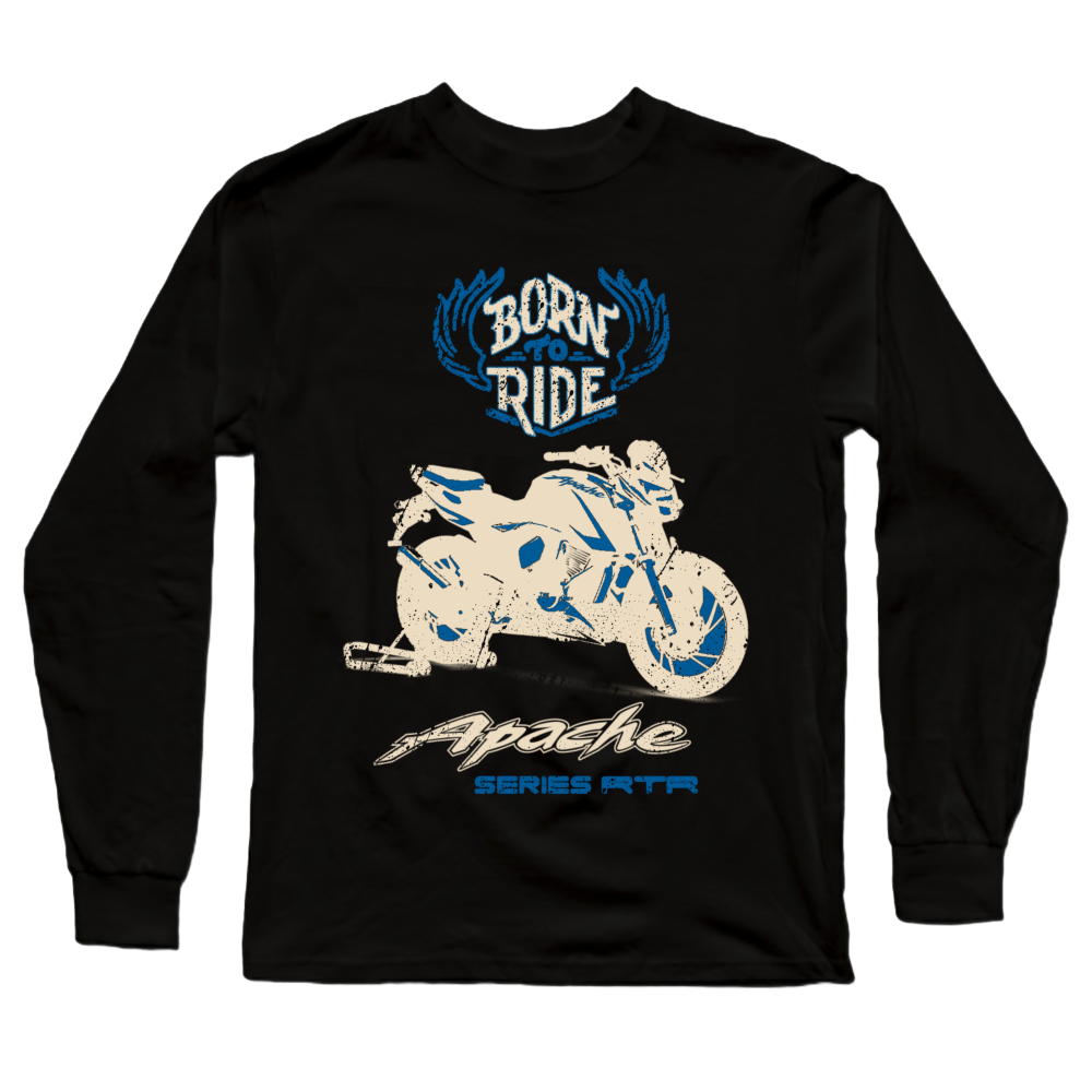 Apache RTR Born to Ride Official Black Full Sleeve Premium T-Shirt