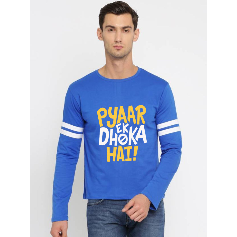 Pyaar ek Dhoka Blue Sports Trim Premium T-Shirt Full Sleeve