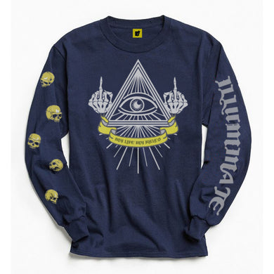 Illuminate_Rules Long Sleeve Premium Designer Rich Navy Blue Tee at best price ever