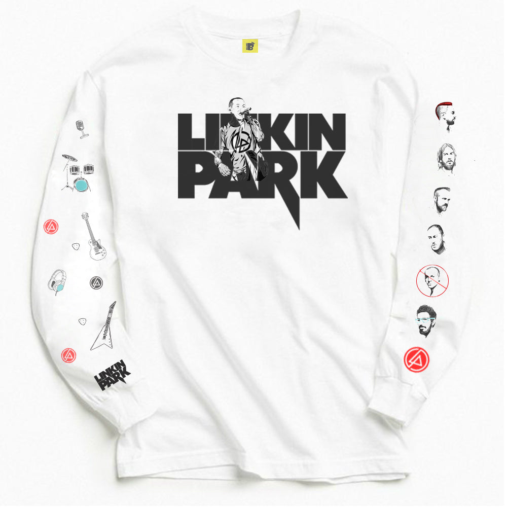 Stylish Linkin ParkHead Long_official  Sleeve Designer White Tee- upto 50% off