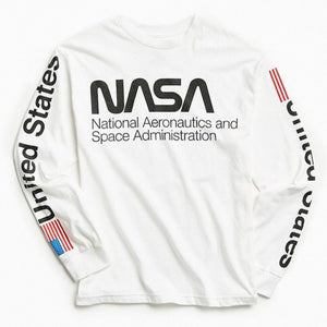 Style Nasa Long Sleeves Designer White Tee with upto 50% off