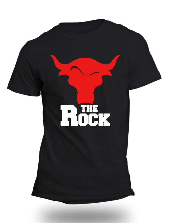 The Rock WWE Official Black Half Sleeve T-Shirt - Badtamees