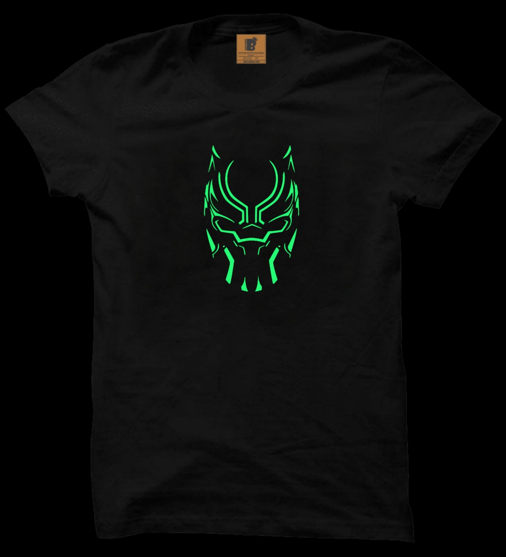 Black Panther Rare Black Premium Sleeve T-Shirt (Glow in Dark) - Badtamees