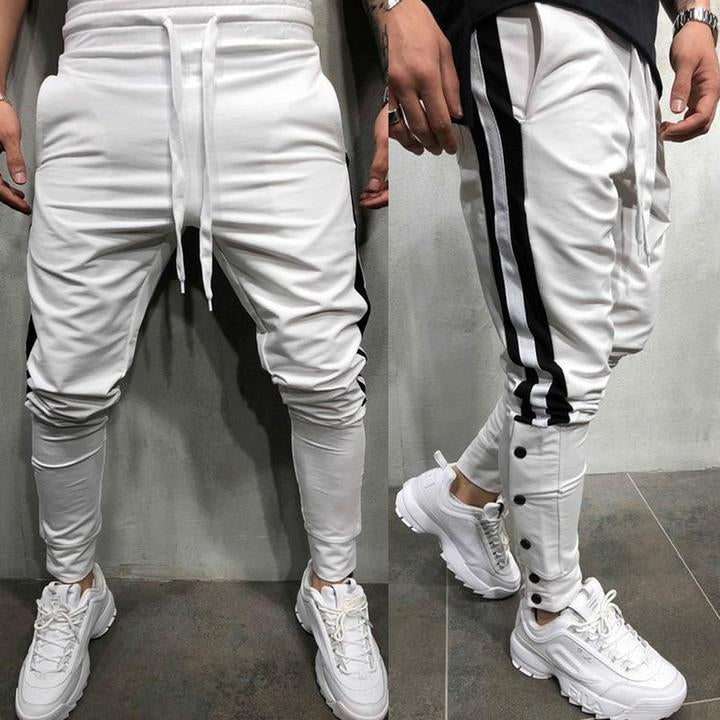 White With Black Strips Slim Fit Jogger